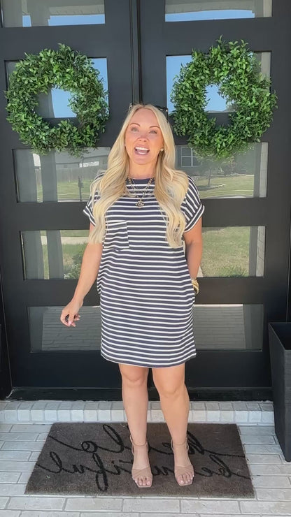 The Easy Stripe T-Shirt Dress - Navy