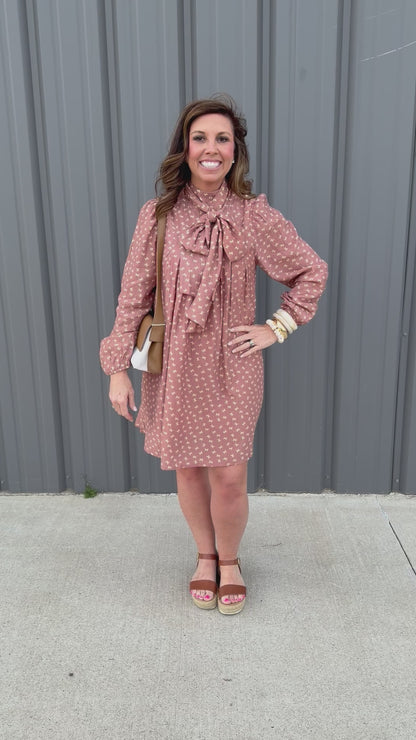 Sunday Stroll Tie-Neck Dress