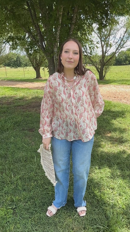Floral Print Long Sleeve Blouse