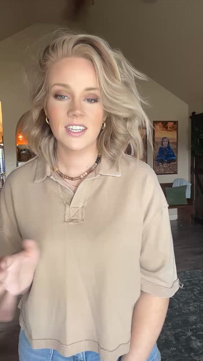 Easy Hour Polo Top - Dark Taupe