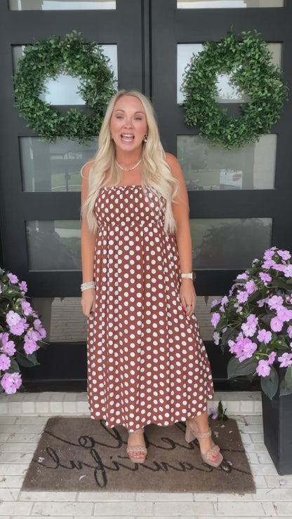 Sleeveless Polka Dot Midi Dress