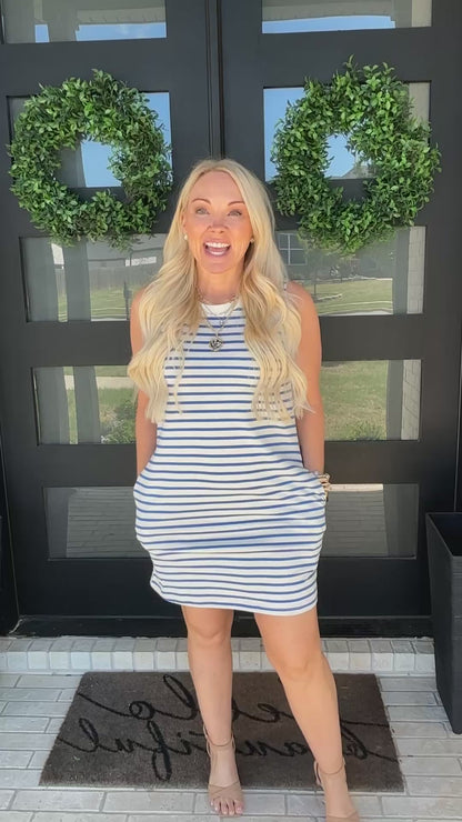 Everyday Stripe Tank Dress - Blue
